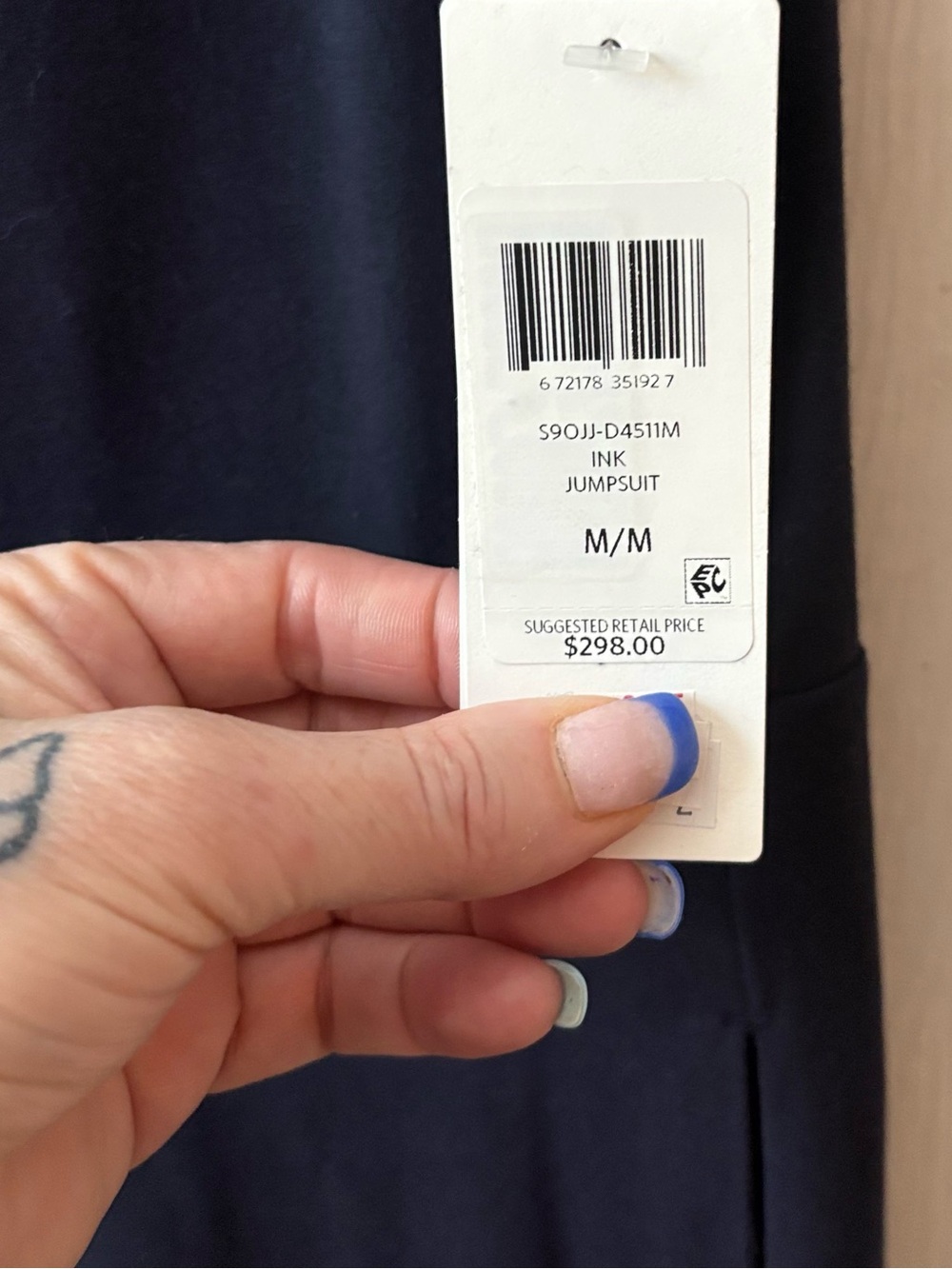 NWT Eileen Fisher Ink Blue Sleeveless Wide Leg Cropped Jumpsuit M - Picture 3 of 6